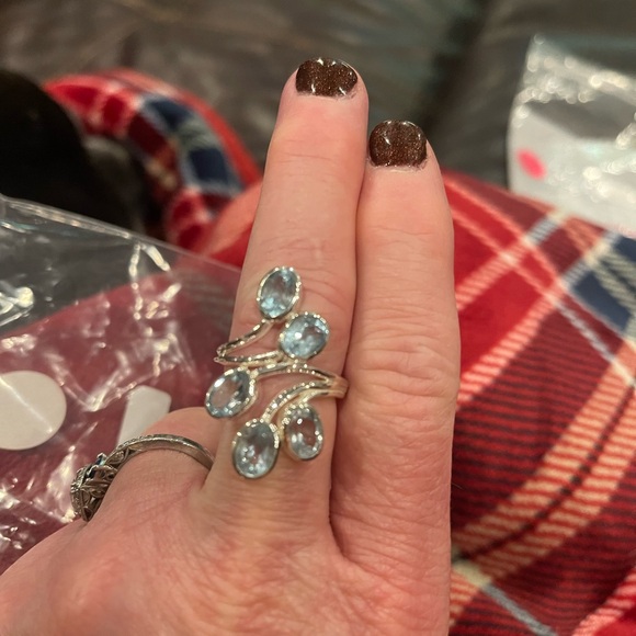 Stunning Genuine Blue Topaz Ring - Picture 2 of 5